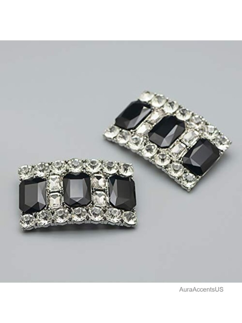 Crystal Rhinestone Shoe Clips Rectangular Wedding Party Decor - Picture 2 of 3